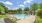 Resort style pool with private cabanas