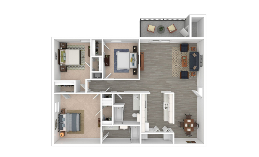 3D Furnished Floorplan - Ambassador